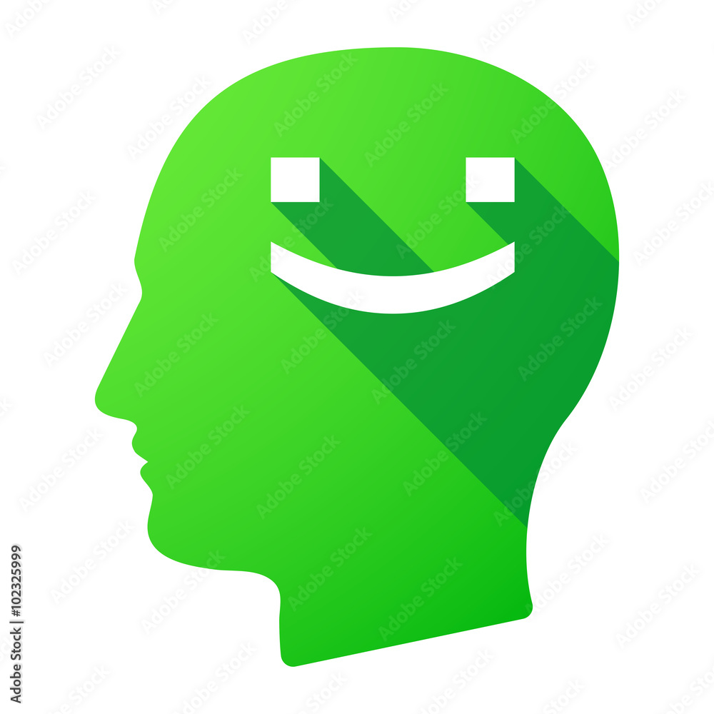 Long shadow male head icon with a smile text face Long shadow male head icon with a smile text face