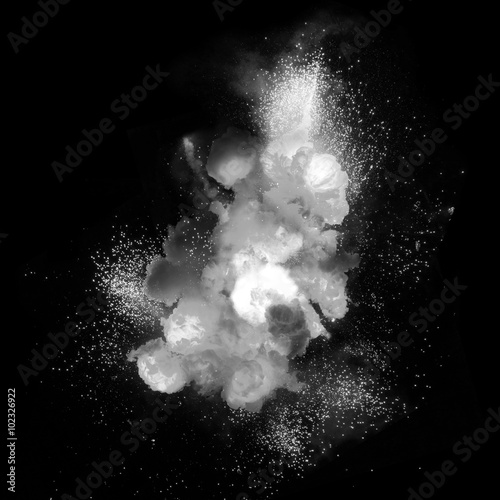 White explosion on the black background