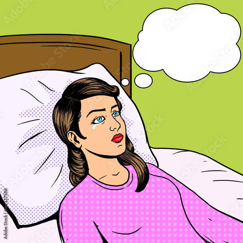 Woman cry and dream pop art style vector