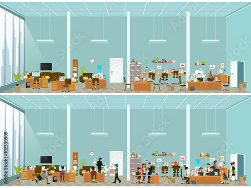 crazy office. working atmosphere in the office. coordinated work in friendly team in the office. modern office. vector illustration of a flat style.