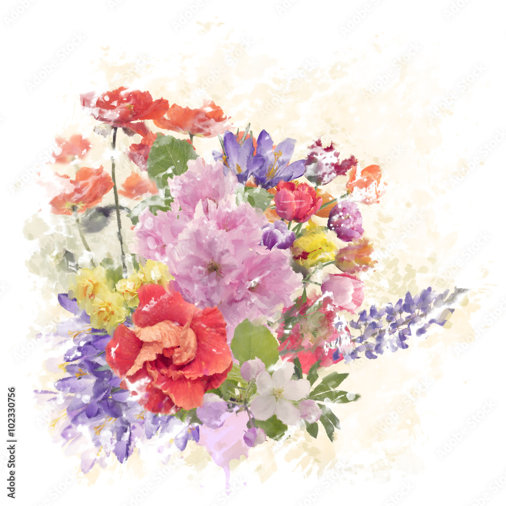 Colorful Flowers Watercolor