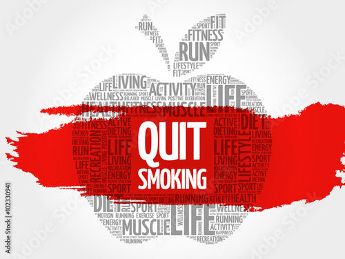 Quit Smoking apple word cloud, health concept