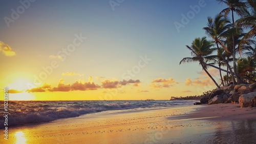 Tropical beach and beautiful sunrise