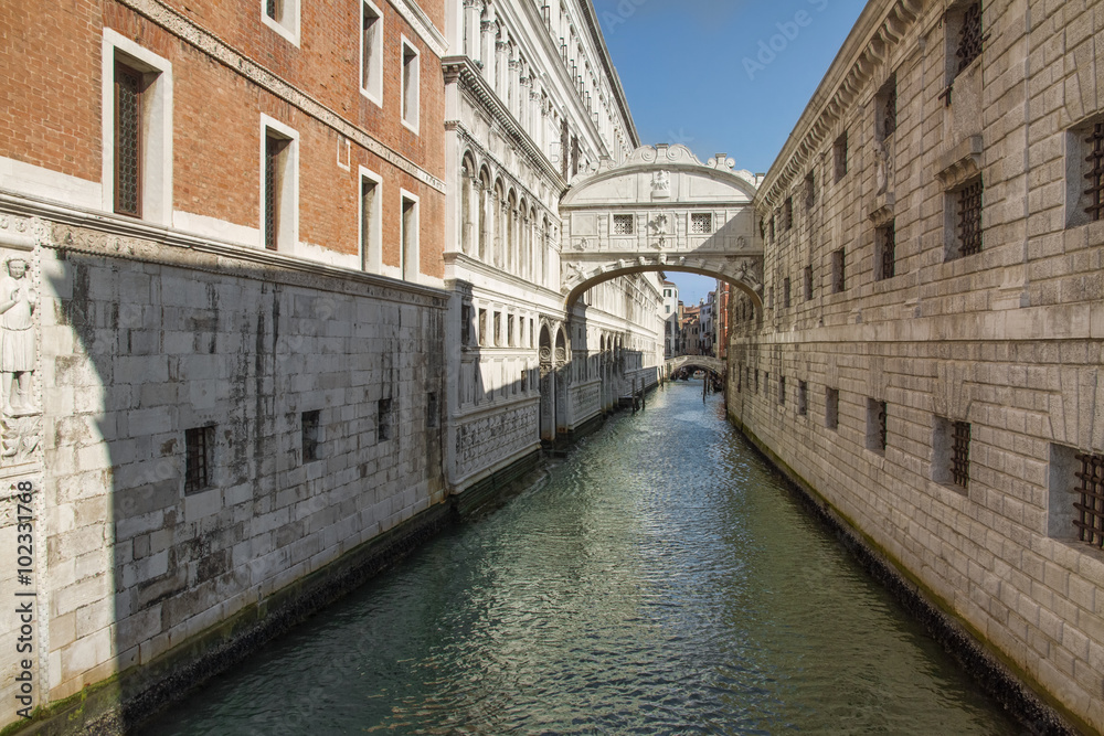 Canal in Venice with bridges