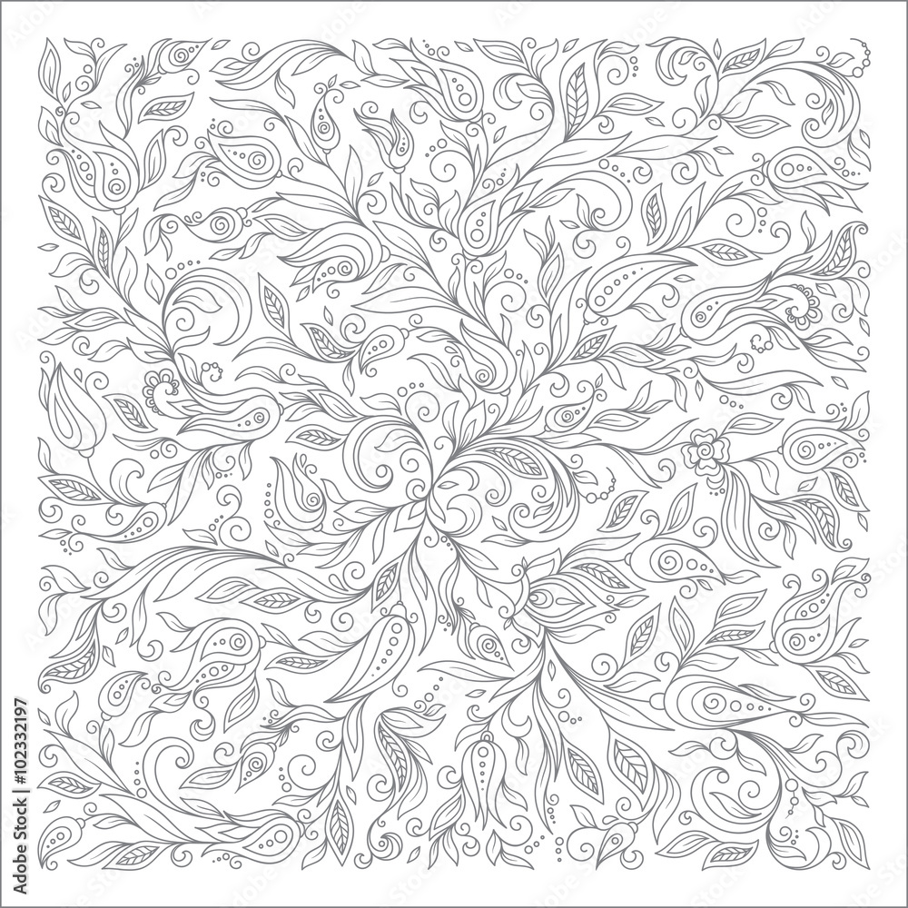 Obraz premium Pattern for coloring book. Ethnic, floral, doodle, vector, desig