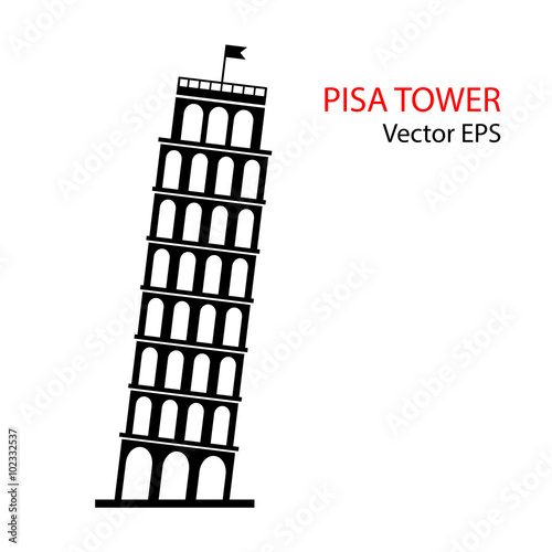 Leaning Tower of Pisa, Italy. Vector illustration isolated on white background.