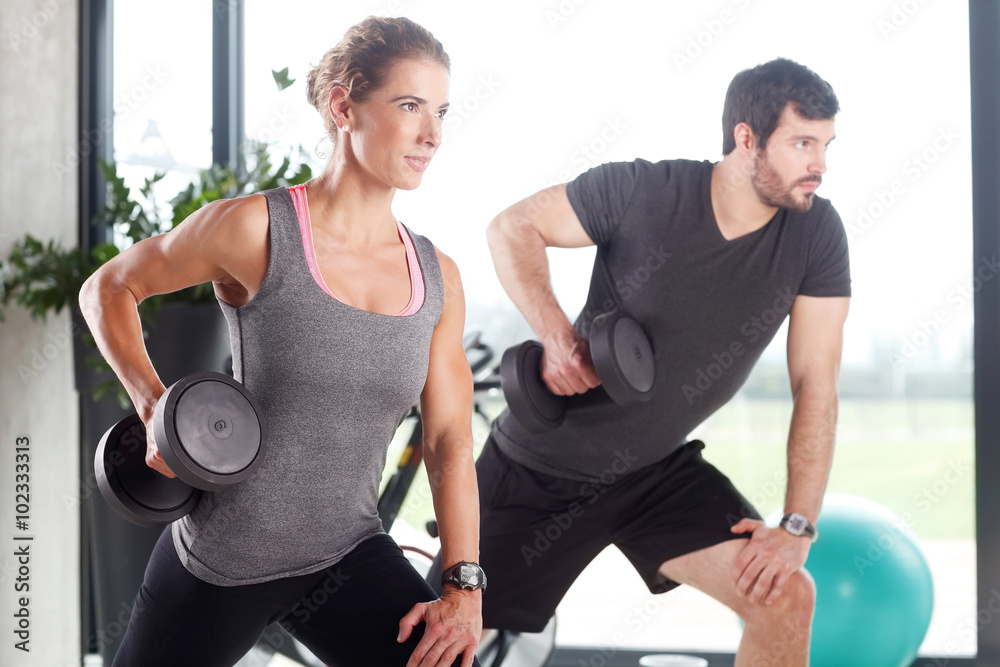 Training together at fitness class Training together at fitness class