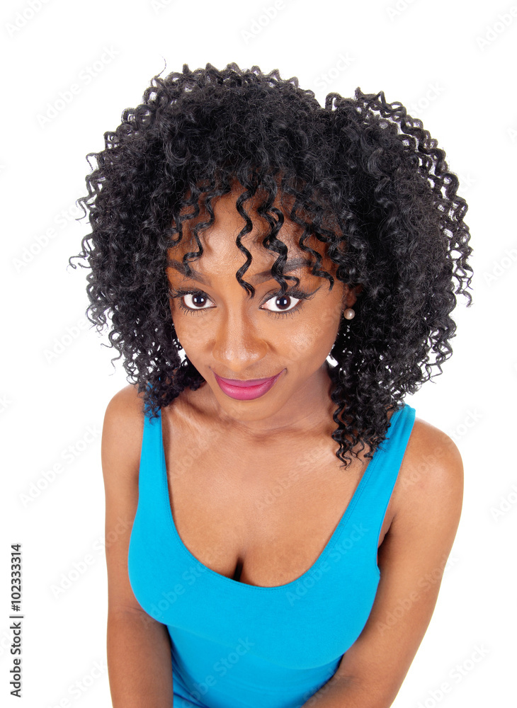 African American woman portrait from above.