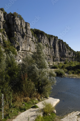 Ardeche river near Vogüé village, Village of Vogüé, Rhone-Alpes, France