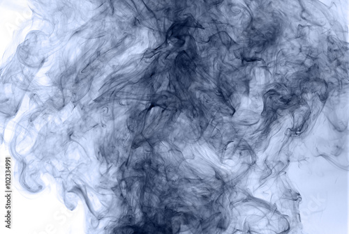 blue smoke on a white background. inversion