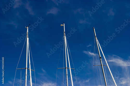 Old wooden mast at a tall ship