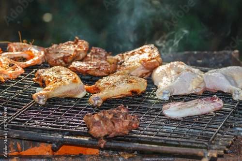 Assorted delicious grilled meat