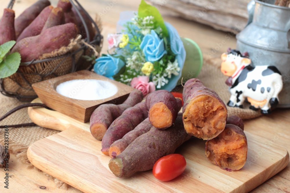 Fototapeta premium sweet potato boiled with of sugar delicious.