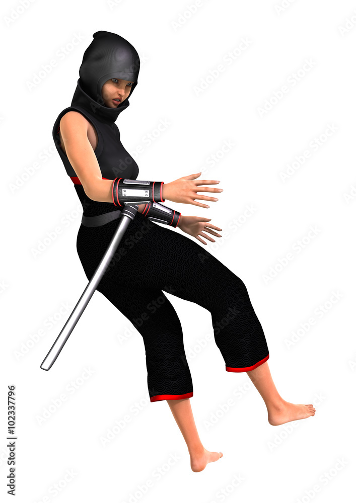 Female Ninja on White