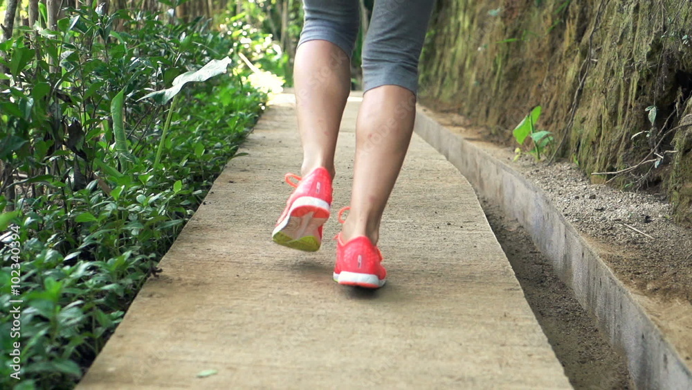 Female jogger running on path in park, super slow motion 240fps
Female jogger running on path in park, super slow motion 240fps