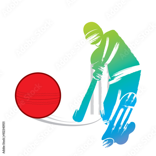 cricket player design by paint brush stroke design vector