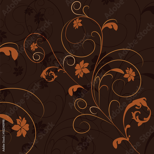 Natural floral ornament with swirls. Vector