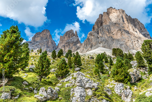 Hiking and trekking in the beautiful Mountains of Dolomites, Italy
