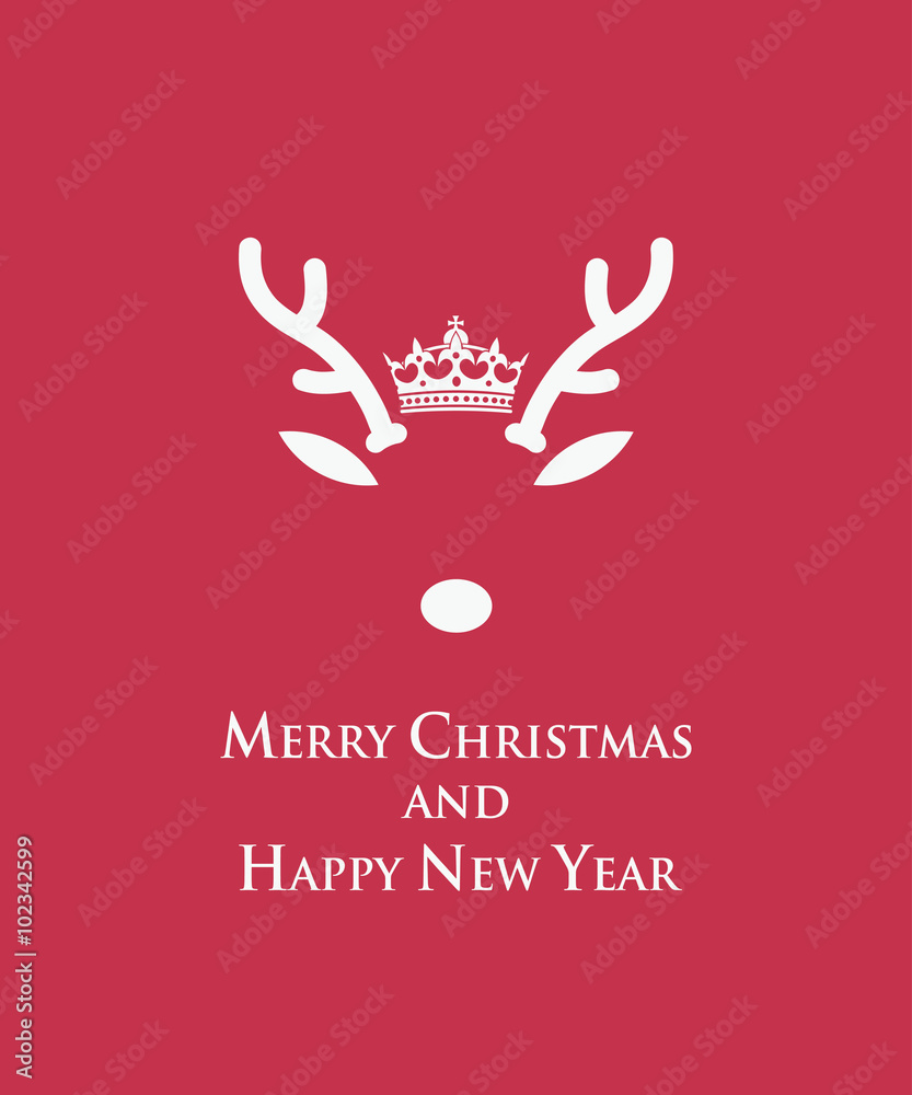 Merry Christmas card with reindeer template Merry Christmas card with reindeer template