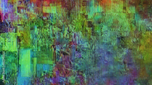 Cable TV broadcast signal glitch, television screen display error, tv failure, digital artifacts on high definition screen. photo