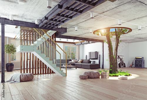 Schilderij op canvas Real living tree indoor concept