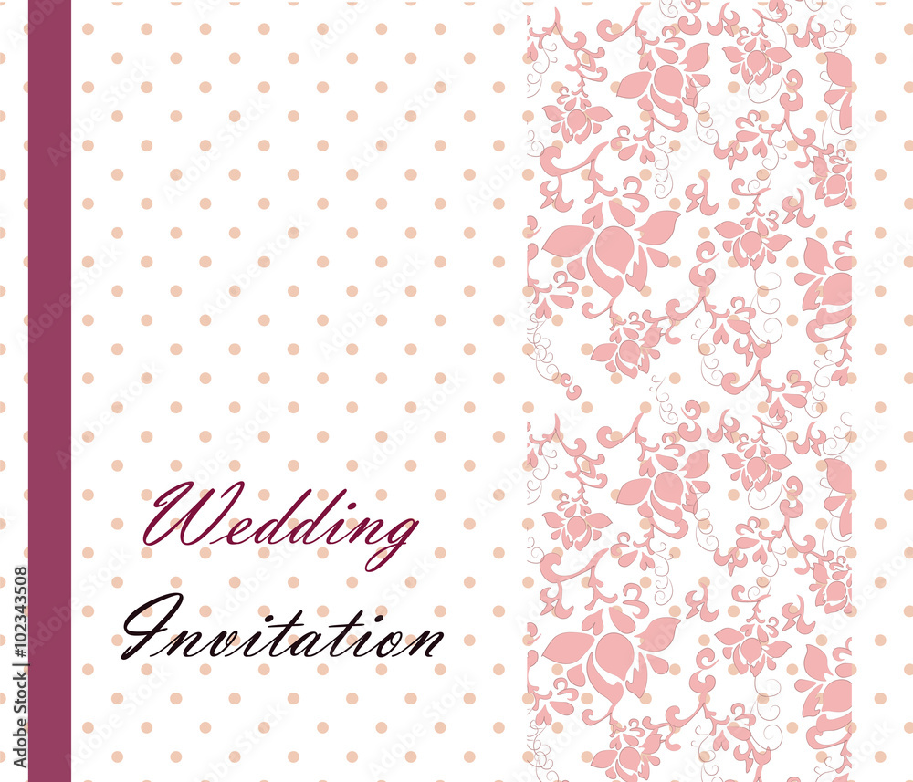 
Vintage retro Wedding invitation with dots and ornaments. Vector