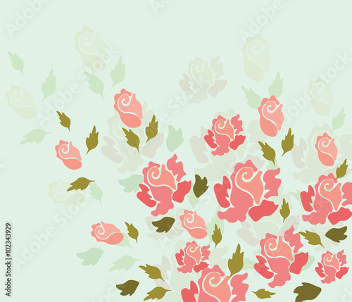 Wallpaper Mural Rose flower background. Vector Torontodigital.ca