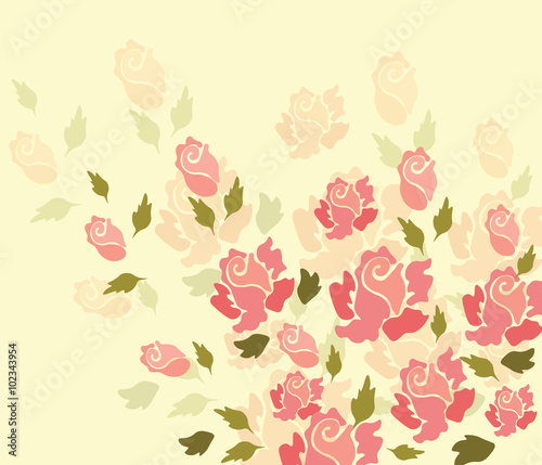 Rose flower background. Vector