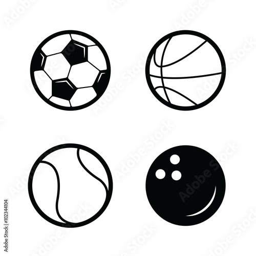 Soccer ball  Basketball  Tennis ball  bowling icon