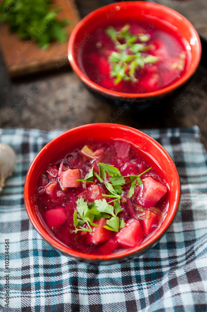 Traditional Romanian sour vegetable soup - borsch Traditional Romanian sour vegetable soup - borsch