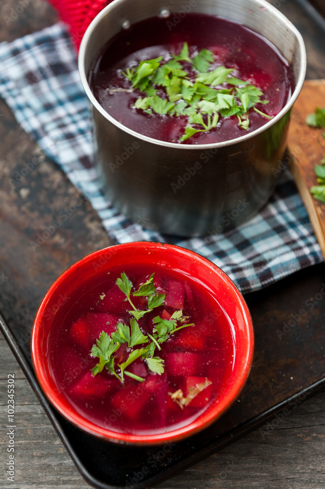 Traditional Romanian sour vegetable soup - borsch Traditional Romanian sour vegetable soup - borsch
