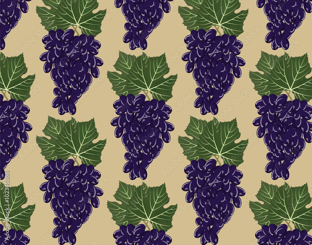 Fototapeta premium Grapes clusters pattern. Vector