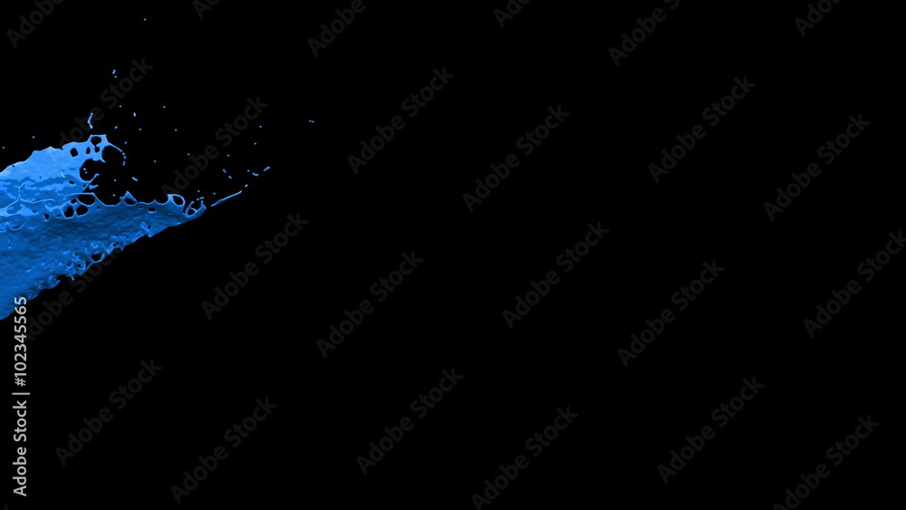 4K slow motion blue paint 3D splash on black background with alpha matte 4K slow motion blue paint 3D splash on black background with alpha matte