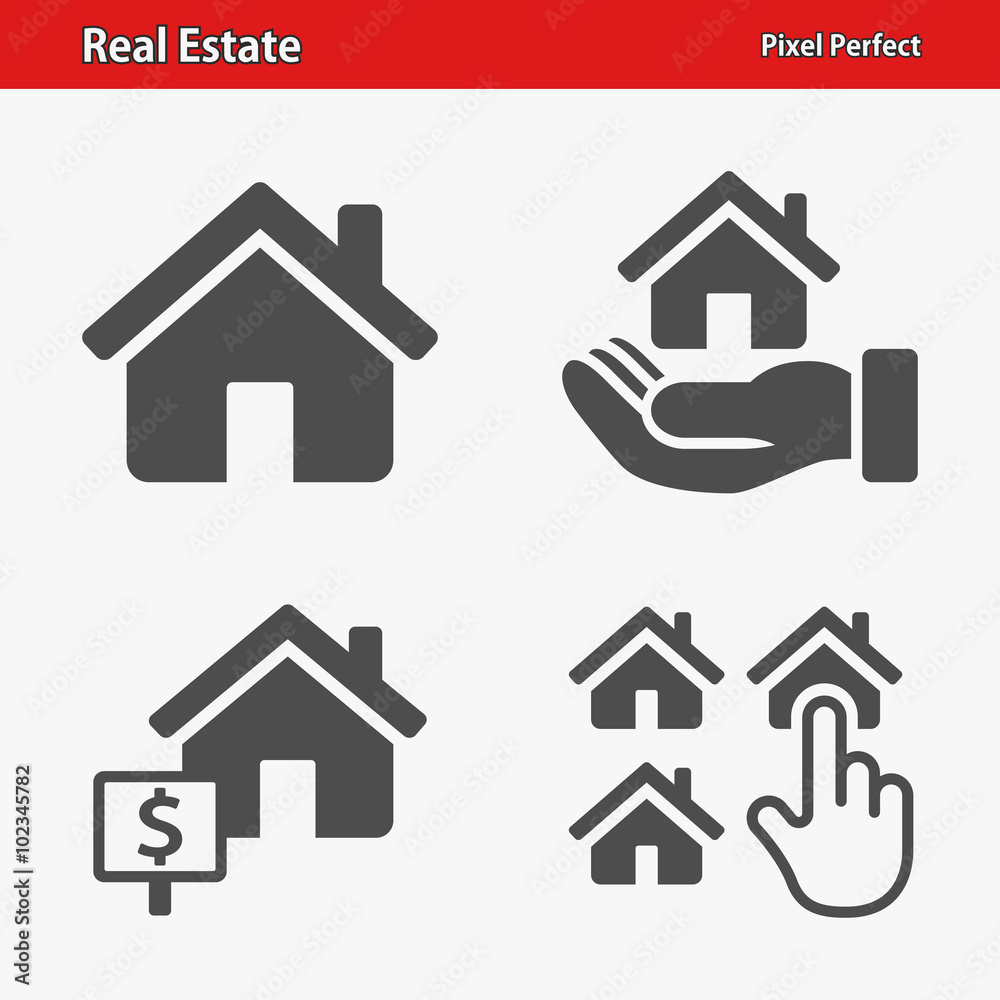 Real Estate Icons. Professional, pixel perfect icons optimized for both large and small resolutions. EPS 8 format. Real Estate Icons. Professional, pixel perfect icons optimized for both large and small resolutions. EPS 8 format.