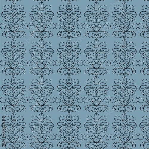 Natural floral ornament with swirls. Vector