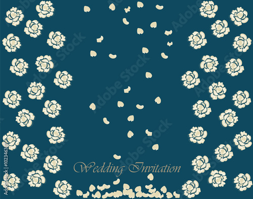 Flower composition pattern background in blue. Vector