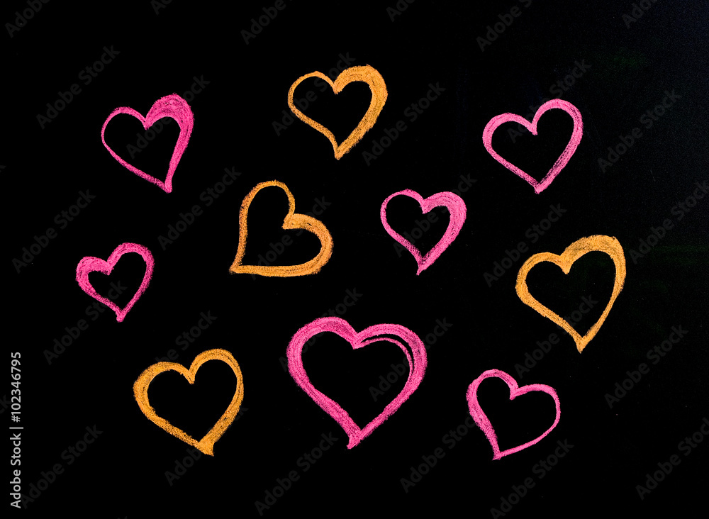 Hearts drawn on blackboard Hearts drawn on blackboard