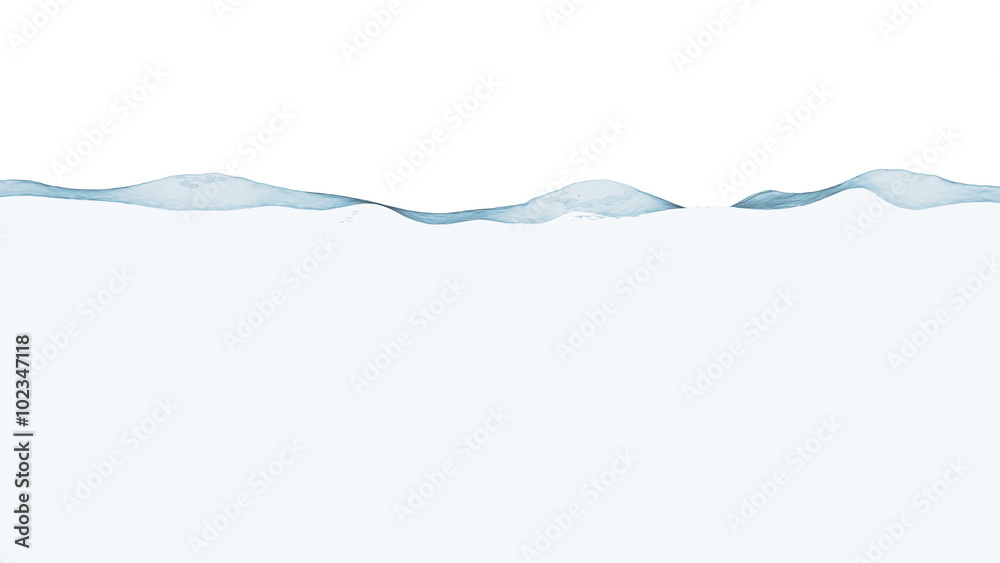 4k blue water filling 3D on white background with alpha matte