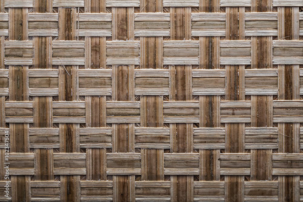 Wooden crisscross wicker matting close up view