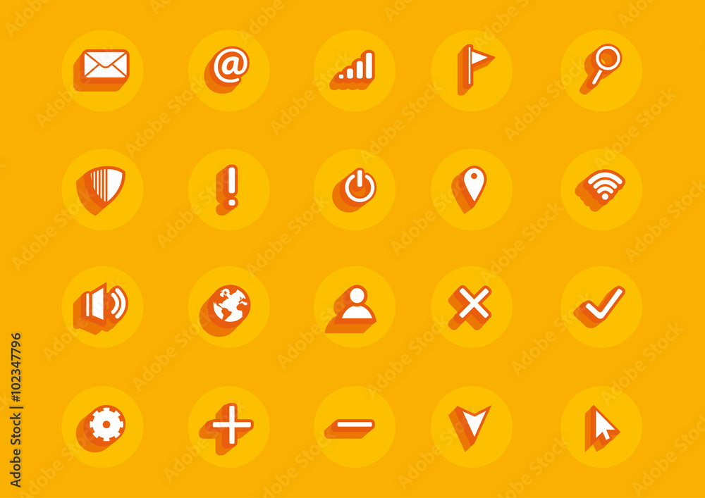 © rabsh - Web 3D icons set with shadows, view from above.