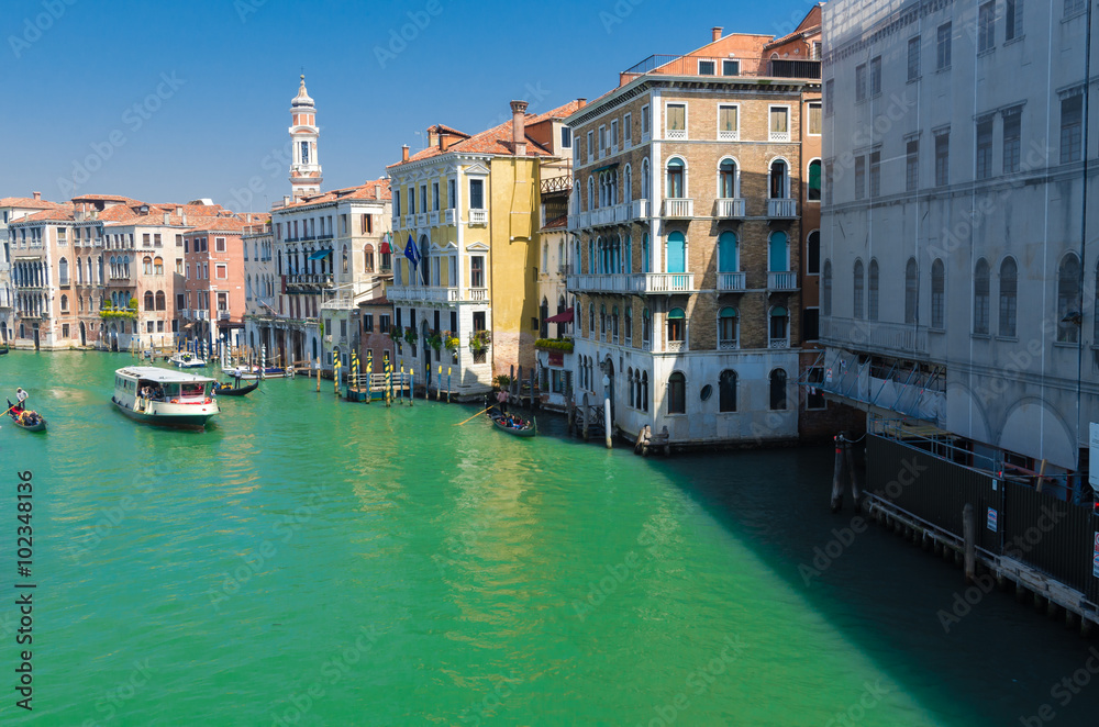 view of a Venetian canal, the antique district of Venice with to