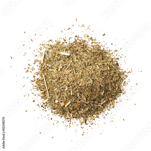 Pile of dry mate tea isolated