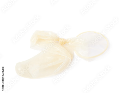 Used lated condom isolated