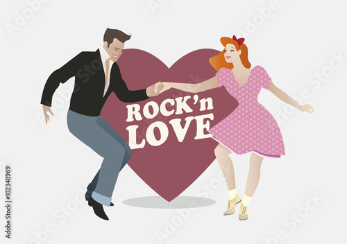 Rock'n Love. Young couple dancing rock.