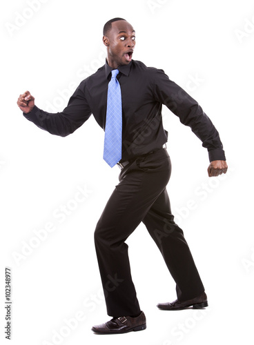 black businessman running