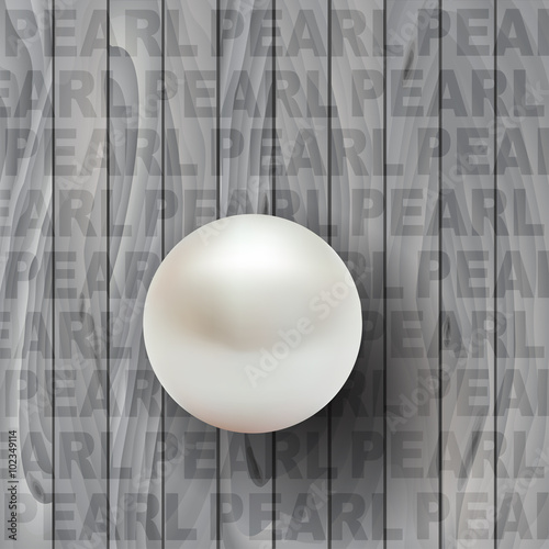Wooden background with white pearl. Vector illustration.