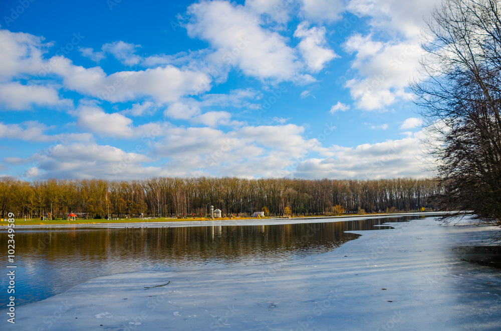 Svisloch River flows in Minsk and creates scenic spots. Belarus.