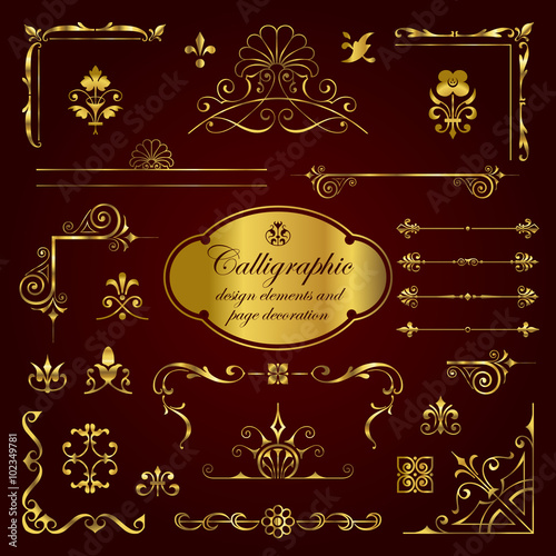 Calligraphic design elements and page decoration in gold