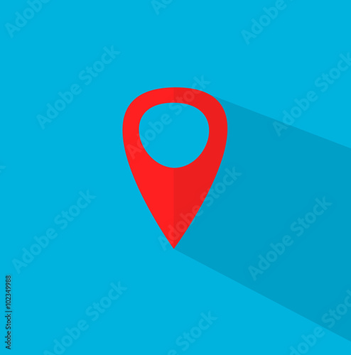 Red geo pin as logo. Geolocation and navigation