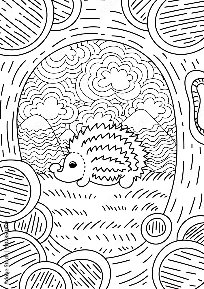 Fototapeta premium Pattern for coloring book. Ethnic retro design